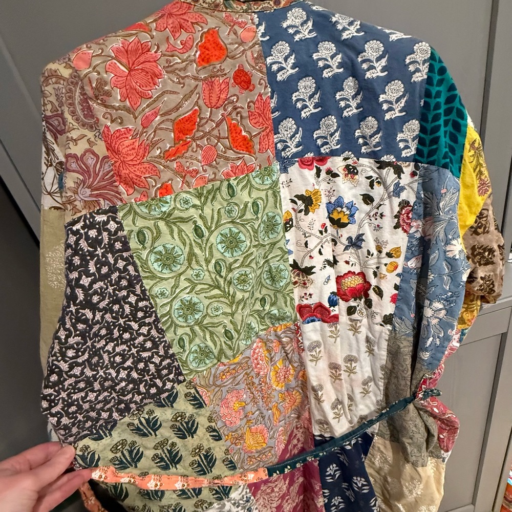 Repurposed Cotton Sari Robe - Picture 4 of 12